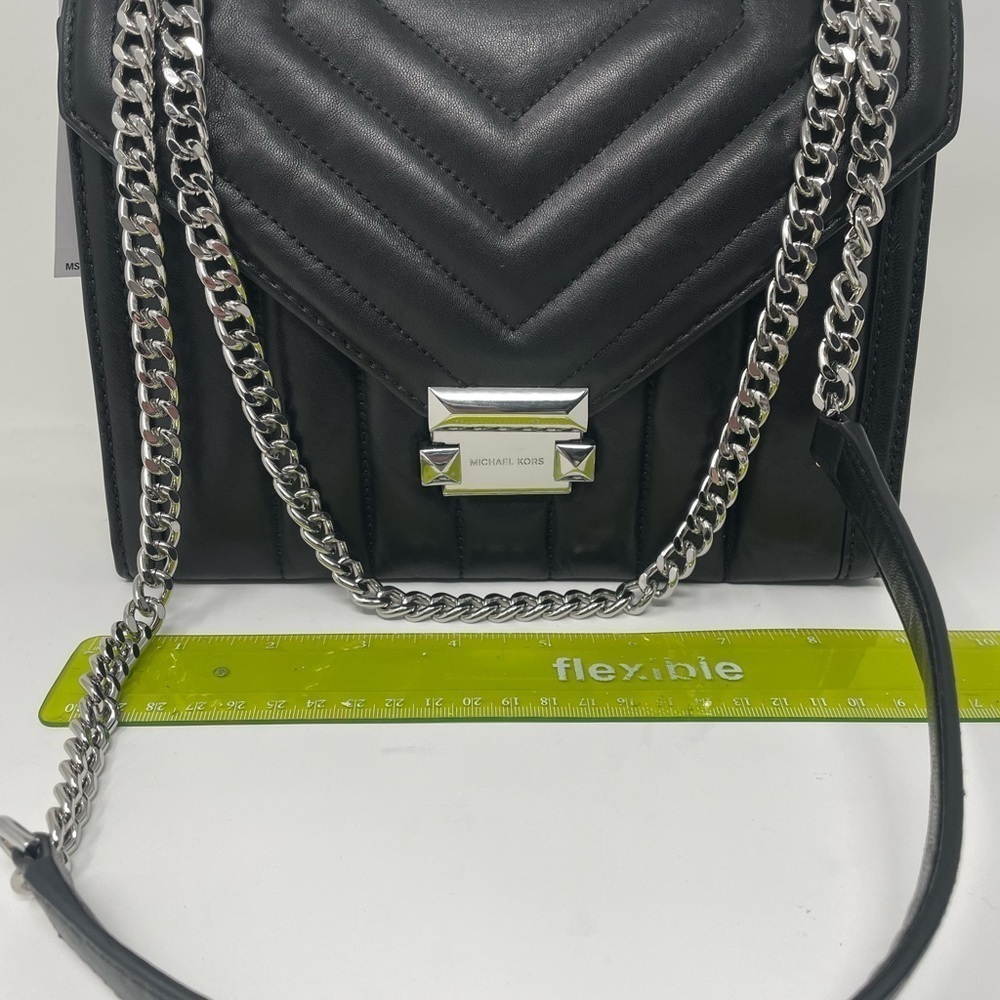 Michael Kors Whitney Leather Shoulder Handbag Black Medium women’s crossbody - Picture 2 of 6